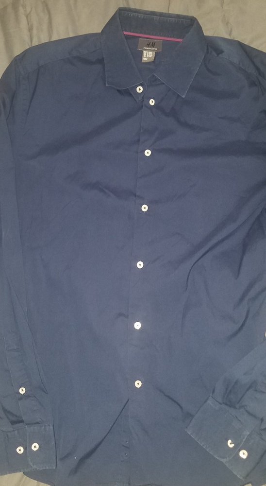 NEW H&M Navy Button-down Dress Shirt (Mens Large)